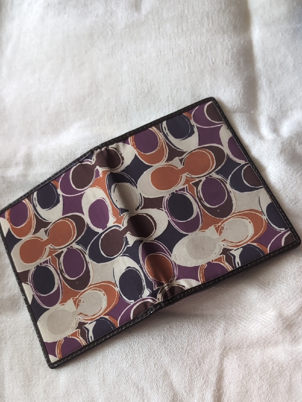 Coach Multicolor Signature Card Case - Purple, Brown, Cream - Picture 3 of 6